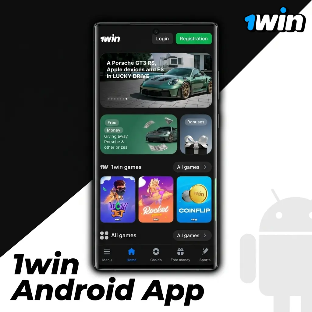 1win Android app APK download and installation steps on a mobile device running Android 5.0 or higher