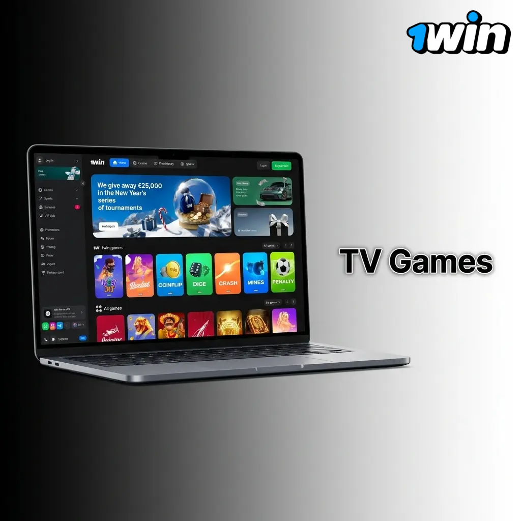 Live TV Games on 1win with real presenters hosting wheel, lottery, bingo, and card draw shows in studio