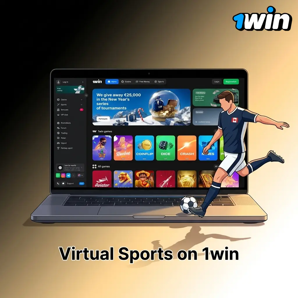 1win virtual sports betting options including football, horse racing, basketball, tennis, and greyhound racing for Canadian players